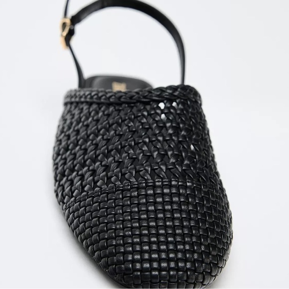 Zara Black Woven Slingback Flats - Picture 4 of 4